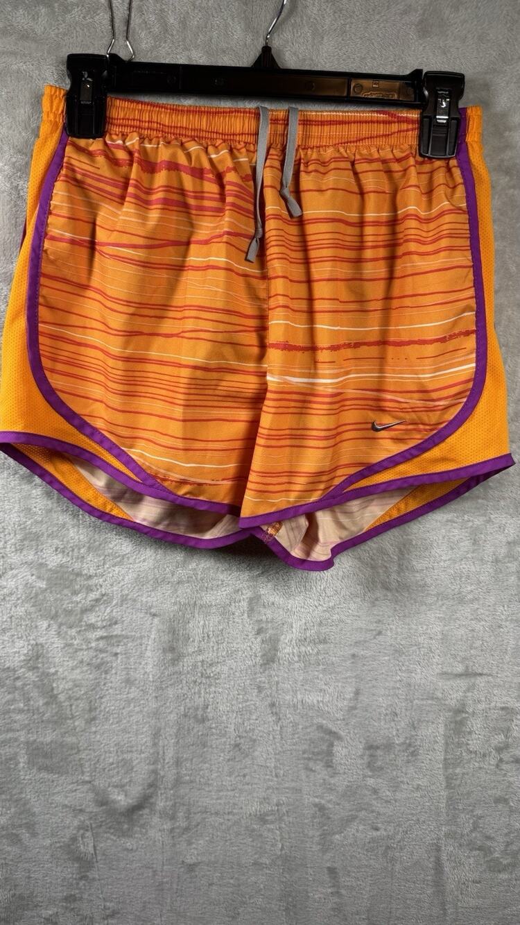 Nike Dri-FIT Shorts Womens S Orange Lined Running Training Drawstring